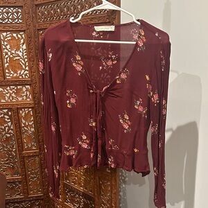 Abercrombie & Fitch Burgundy Floral Blouse